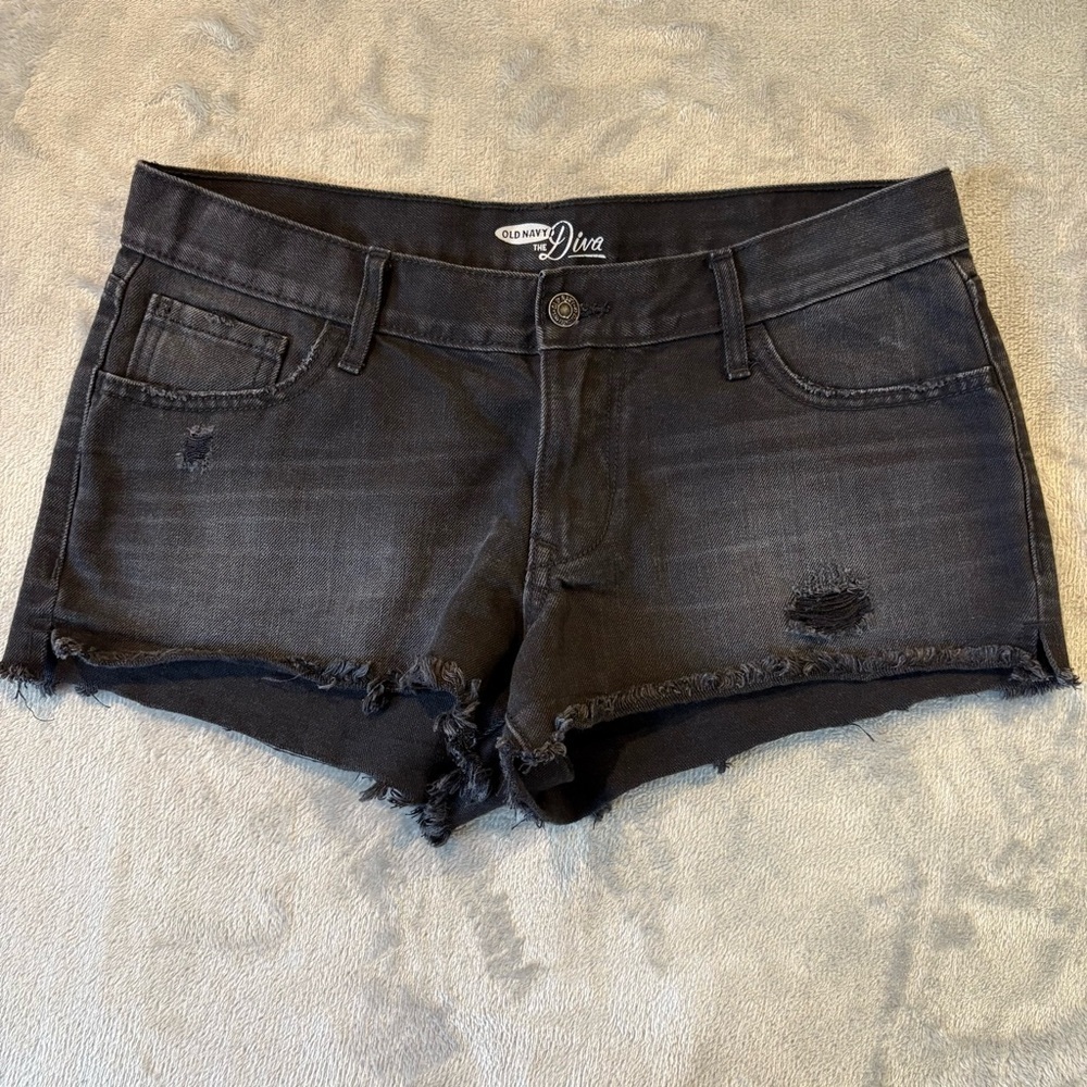 Old Navy the Diva Distressed Frayed Grunge Y2K Denim Shorts Sz 8